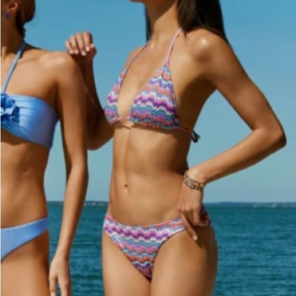 Milly Barcelona Metallic ChevronStripe String Bikini Set - Women's Size MEDIUM